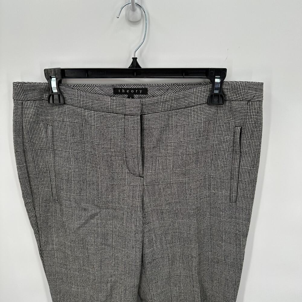 THEORY Black & White Wool Blend Straight Leg Dress Pant Trouser // 6 - Picture 2 of 9